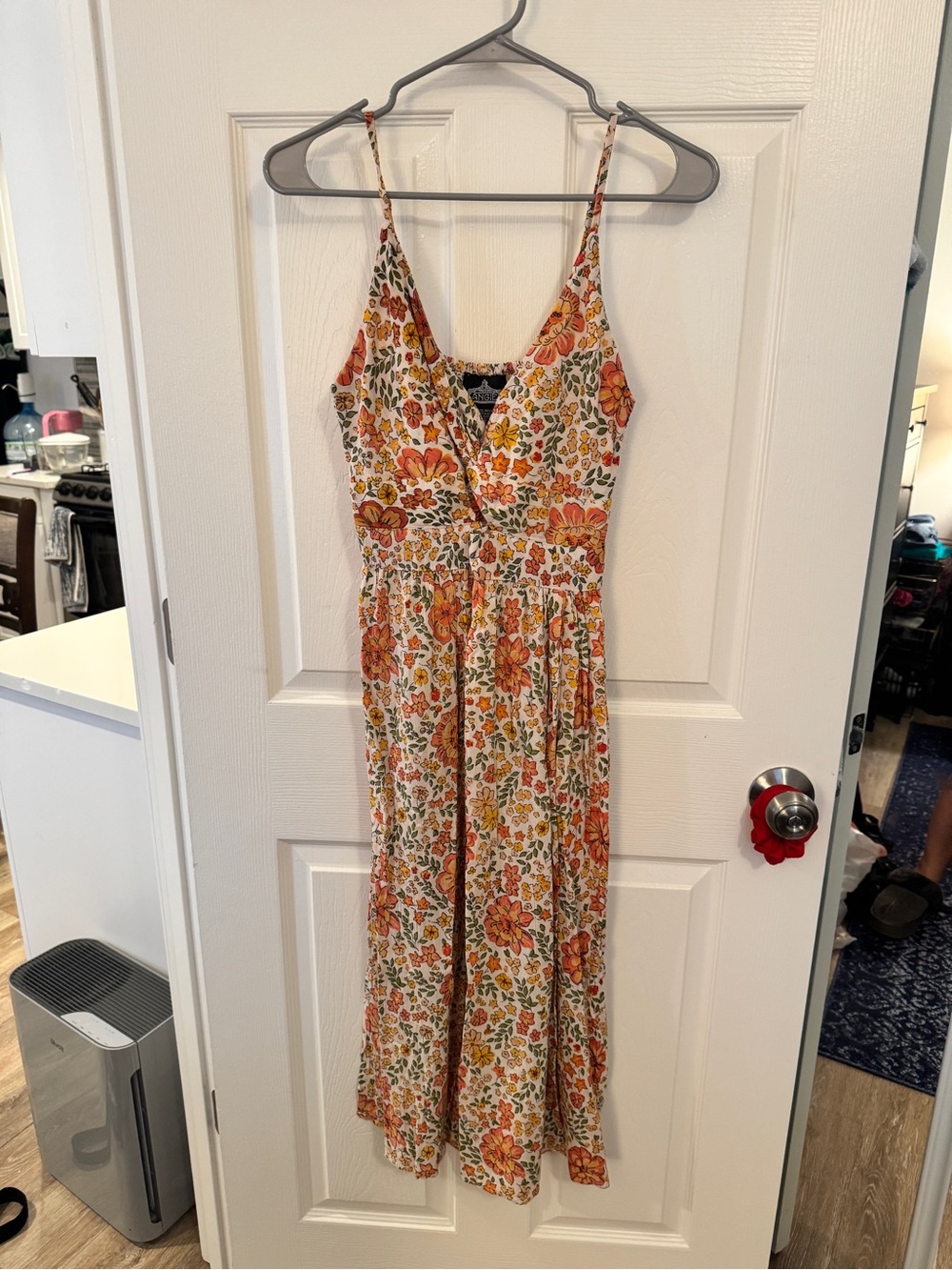 Angie Orange Floral Spaghetti Strap Maxi Dress